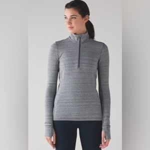 Lululemon Outrun 1/2 Zip Hazy Heather Heathered White Heathered Black